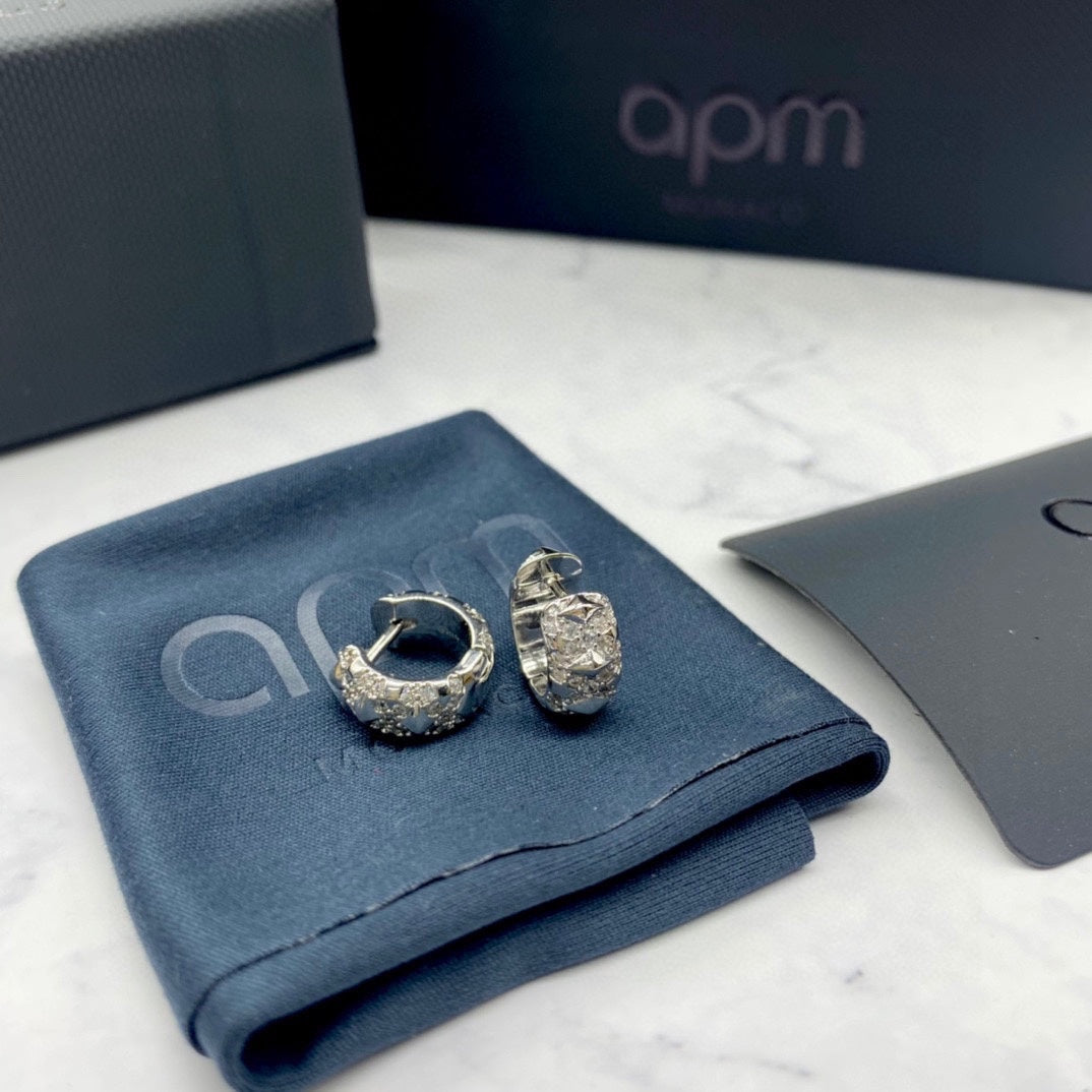 APM Monaco Silver-Tone Mini Crystal Spike Hoop Earrings - album image 4