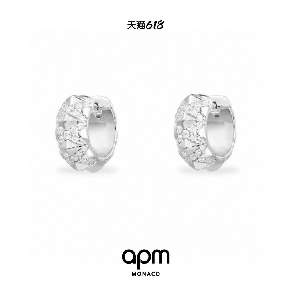 APM Monaco Silver-Tone Mini Crystal Spike Hoop Earrings - album image 1