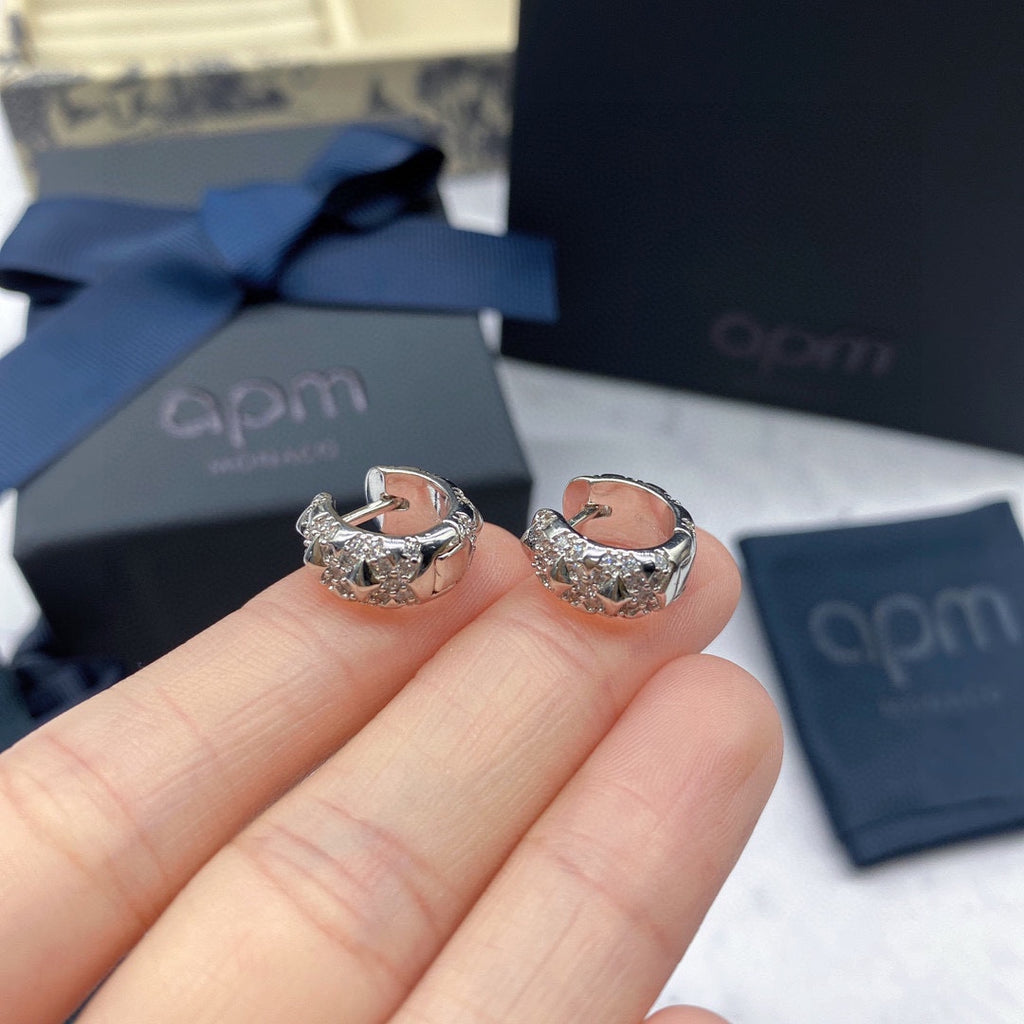 APM Monaco Silver-Tone Mini Crystal Spike Hoop Earrings - album image 8