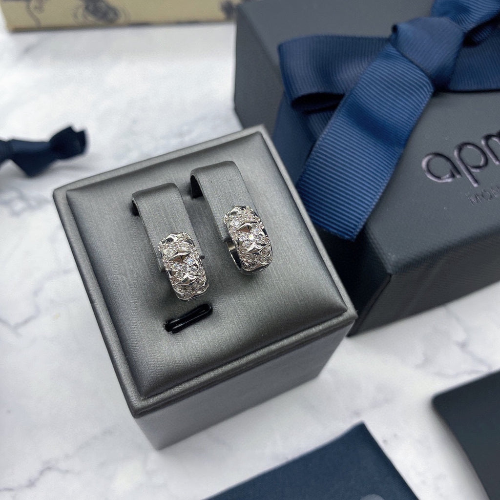 APM Monaco Silver-Tone Mini Crystal Spike Hoop Earrings - album image 3