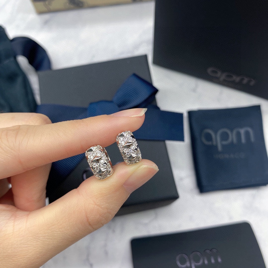 APM Monaco Silver-Tone Mini Crystal Spike Hoop Earrings - album image 5