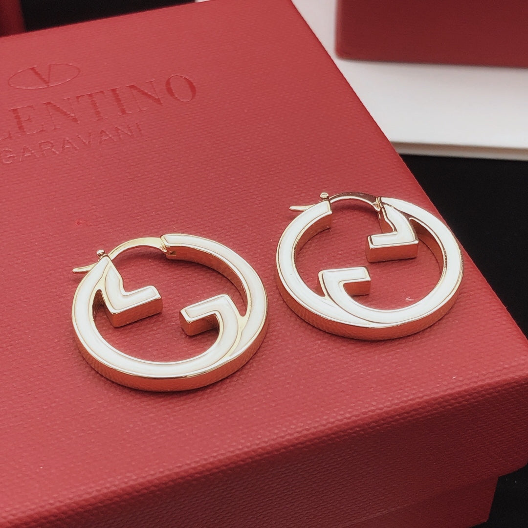 Gucci Enamel White Circular Earrings - album image 3