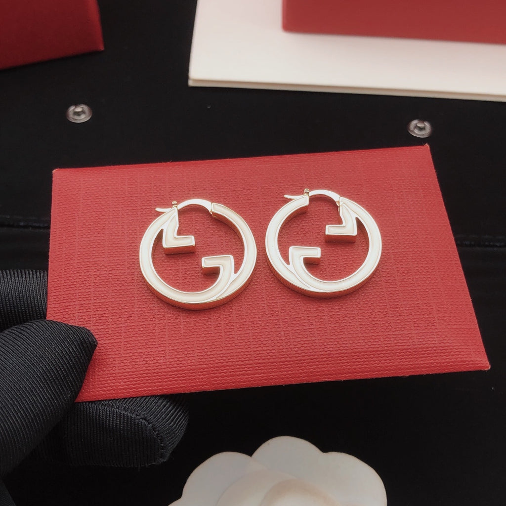 Gucci Enamel White Circular Earrings - album image 4