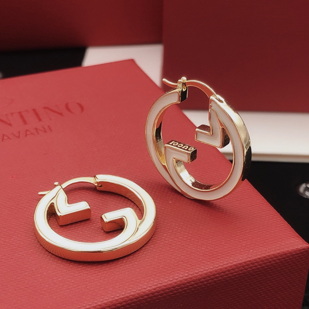 Gucci Enamel White Circular Earrings - album image 2