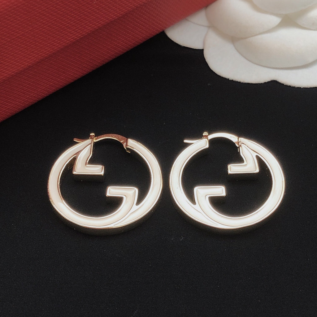 Gucci Enamel White Circular Earrings - album image 5