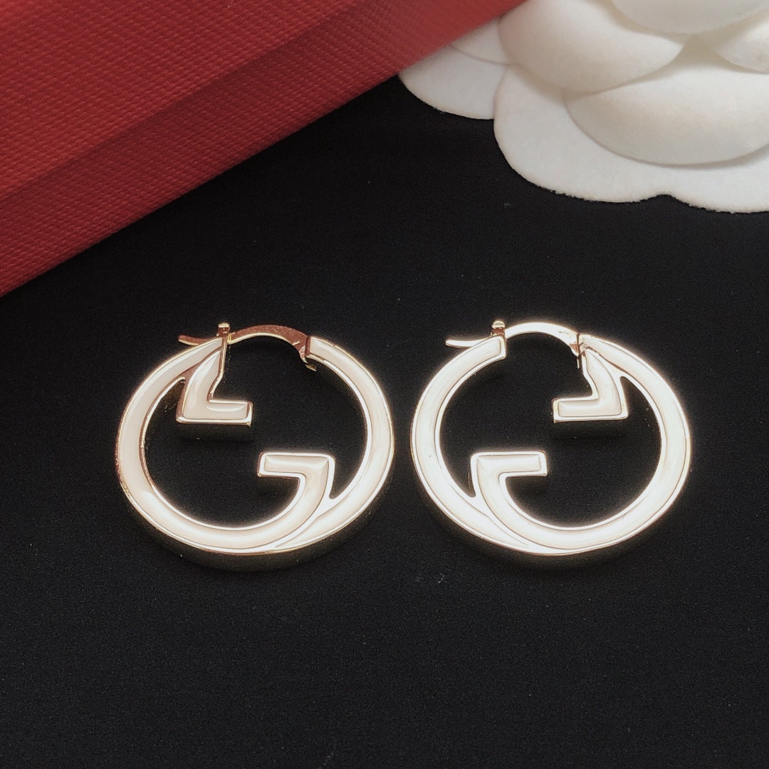 Gucci Enamel White Circular Earrings - album image 5