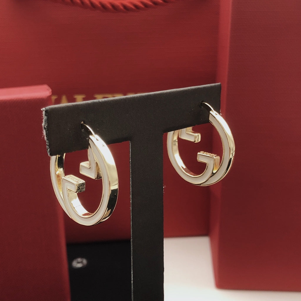 Gucci Enamel White Circular Earrings - album image 8