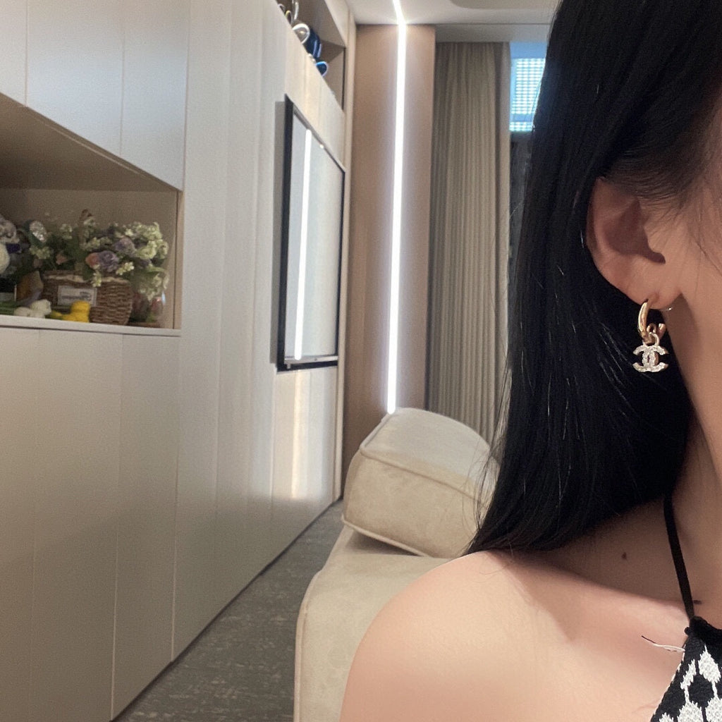 Chanel Silver-Tone Crystal Accent Earrings - album image 2