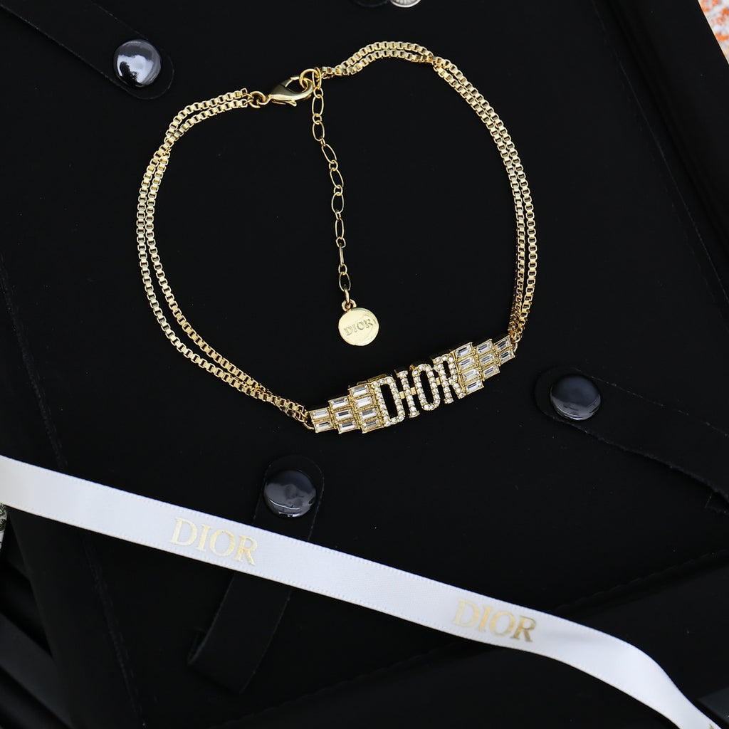Dior Crystal Letter Double-Chain Necklace - product image 1