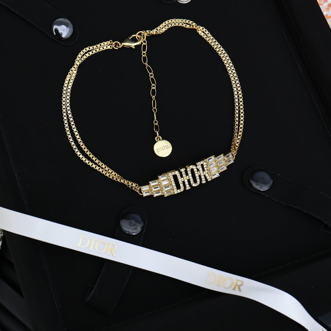 Dior Crystal Letter Double-Chain Necklace - product image 1
