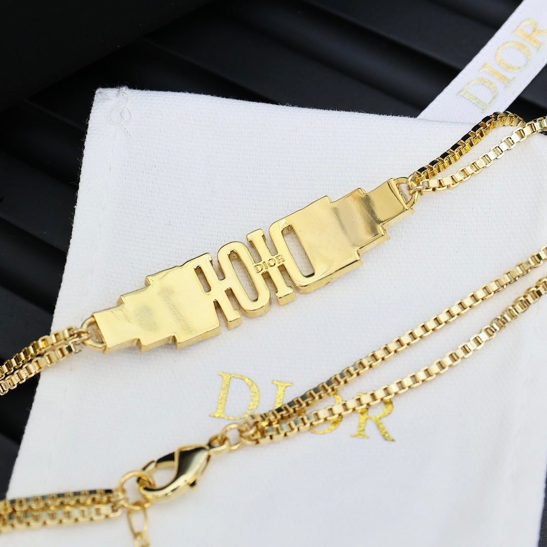 Dior Crystal Letter Double-Chain Necklace - product image 3