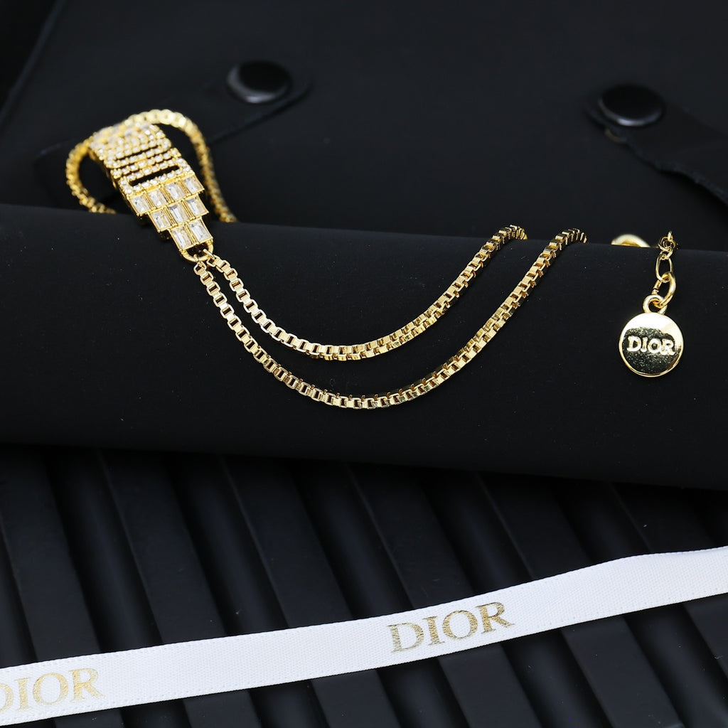 Dior Crystal Letter Double-Chain Necklace - product image 4