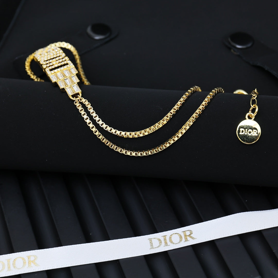 Dior Crystal Letter Double-Chain Necklace - product image 4