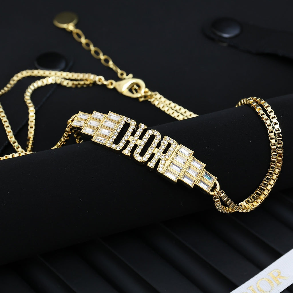 Dior Crystal Letter Double-Chain Necklace - product image 2