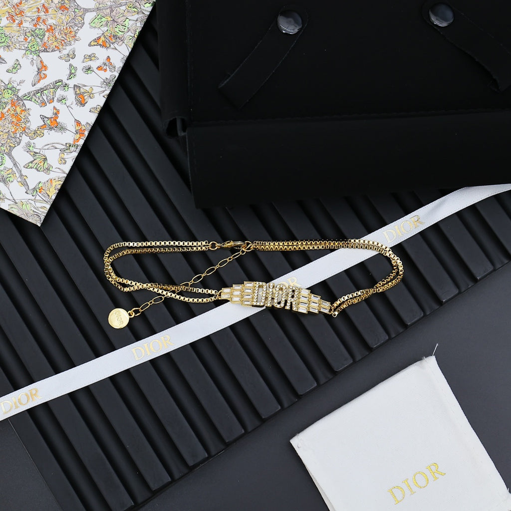 Dior Crystal Letter Double-Chain Necklace - product image 6
