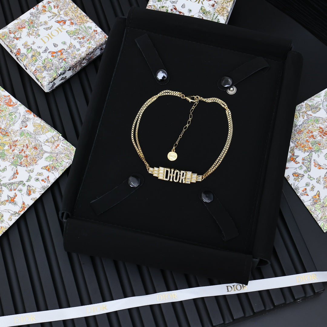 Dior Crystal Letter Double-Chain Necklace - product image 5