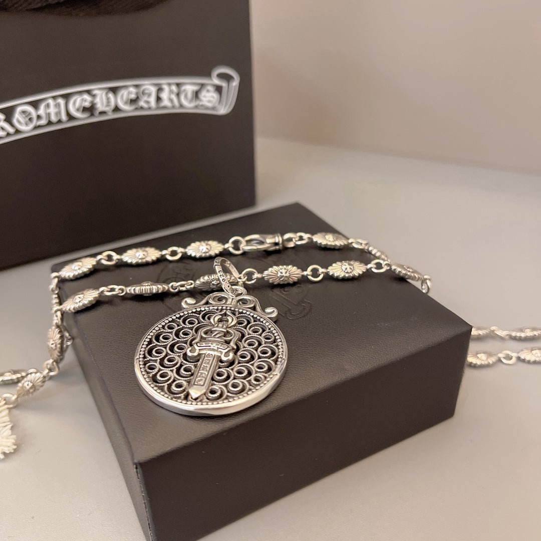 Chrome Hearts Round Cross Relief Medallion Necklace - album image 8