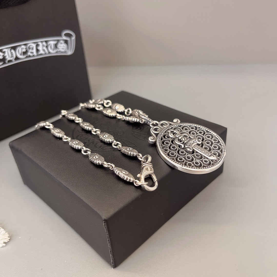 Chrome Hearts Round Cross Relief Medallion Necklace - album image 2