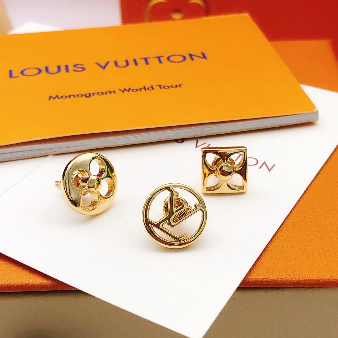 Louis Vuitton Gold-Tone Monogram Stud Earring Set - album image 3