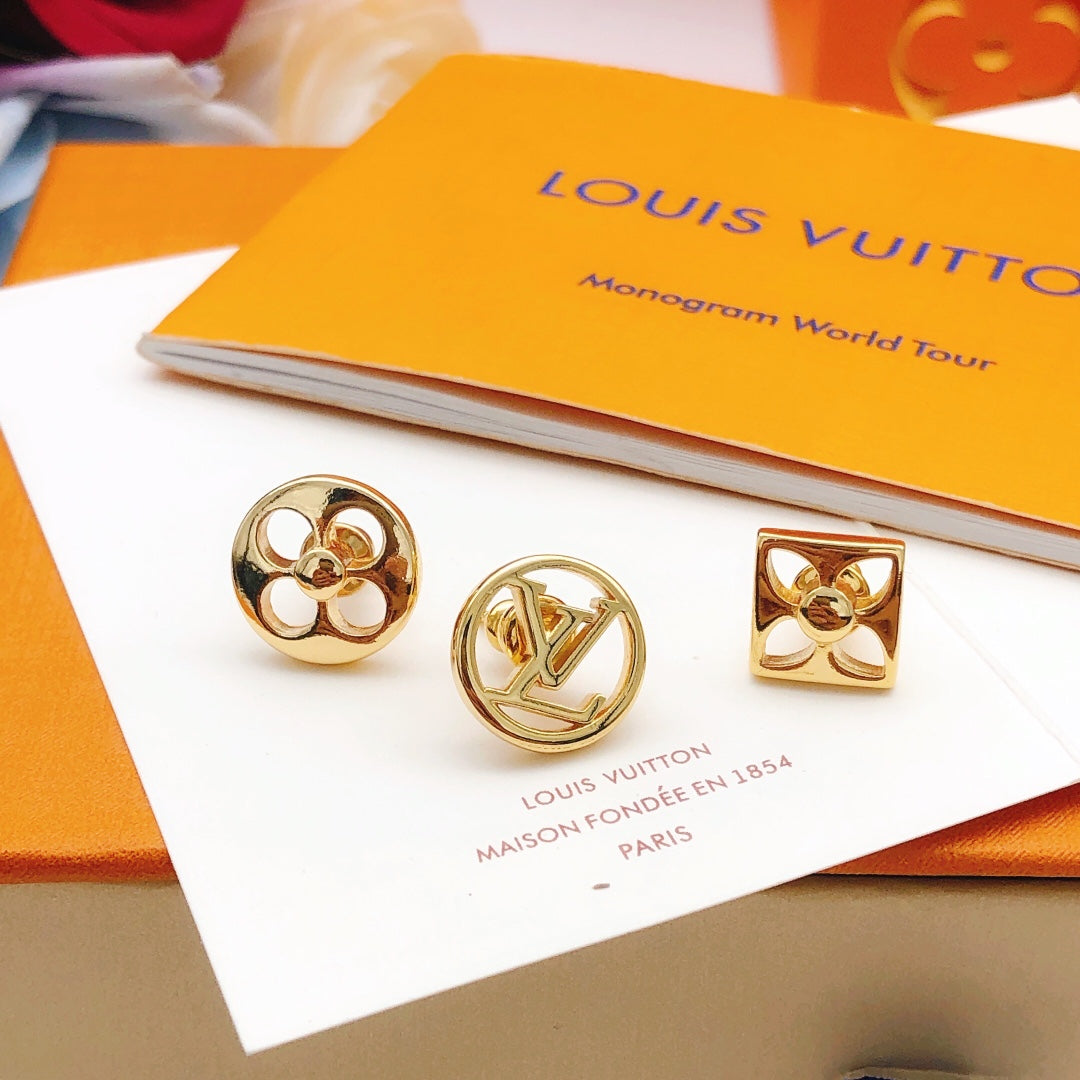 Louis Vuitton Gold-Tone Monogram Stud Earring Set - album image 2