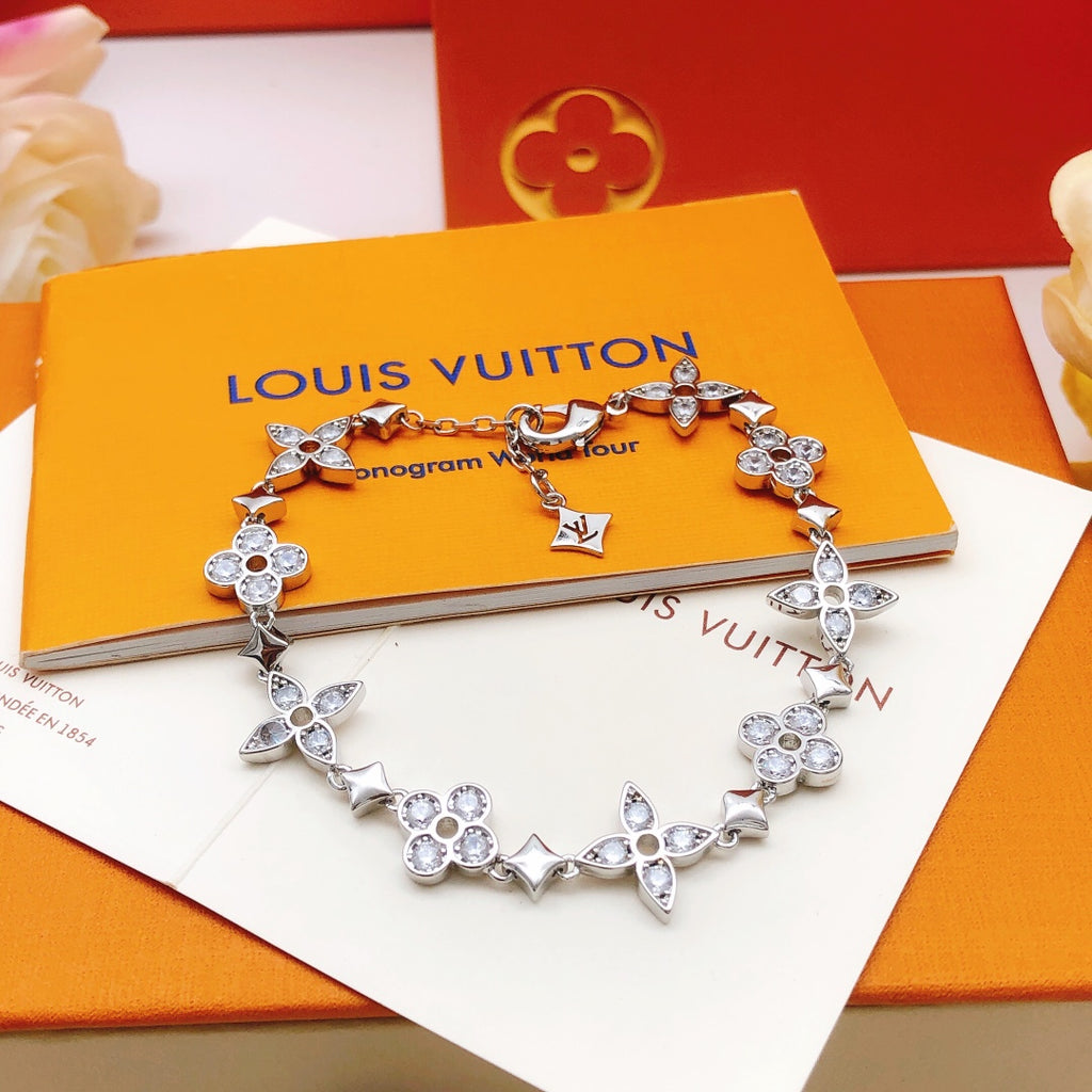 Louis Vuitton Silver-Tone Flower Crystal Accent Bracelet - album image 1