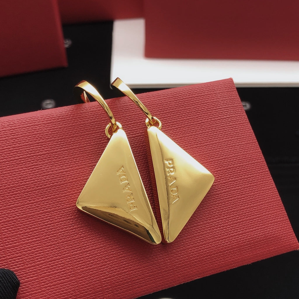 Prada Gold-Tone Folded Triangle Hook Earrings - album image 5