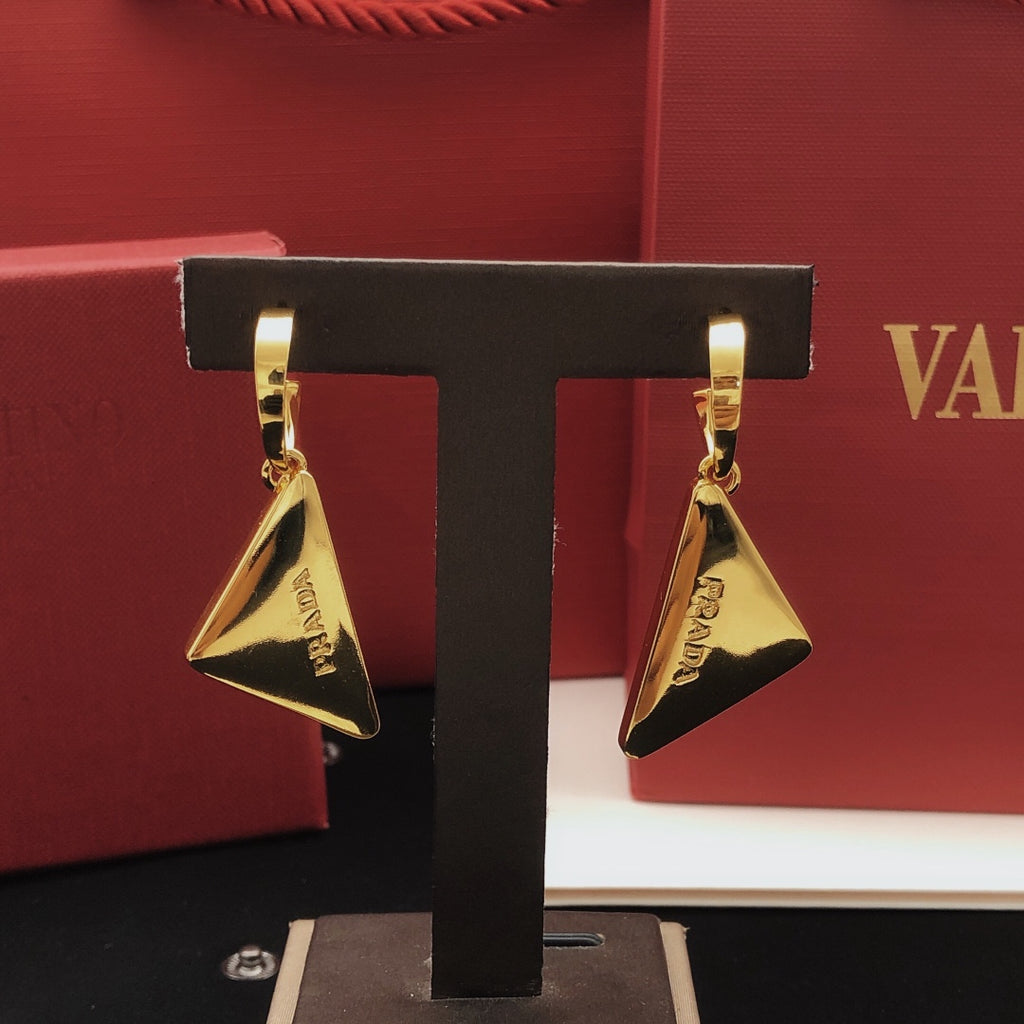 Prada Gold-Tone Folded Triangle Hook Earrings - album image 7