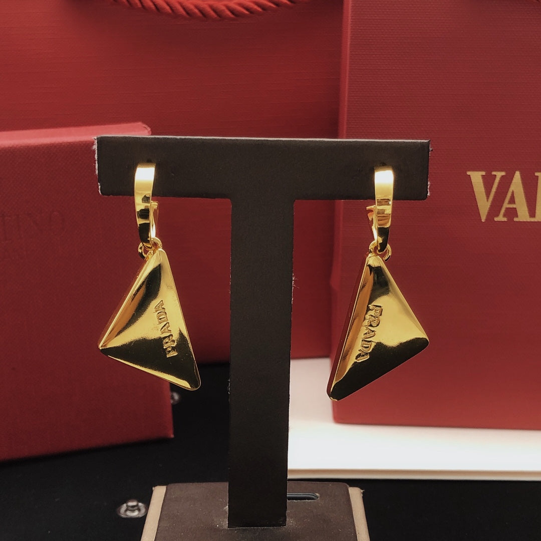 Prada Gold-Tone Folded Triangle Hook Earrings - album image 7