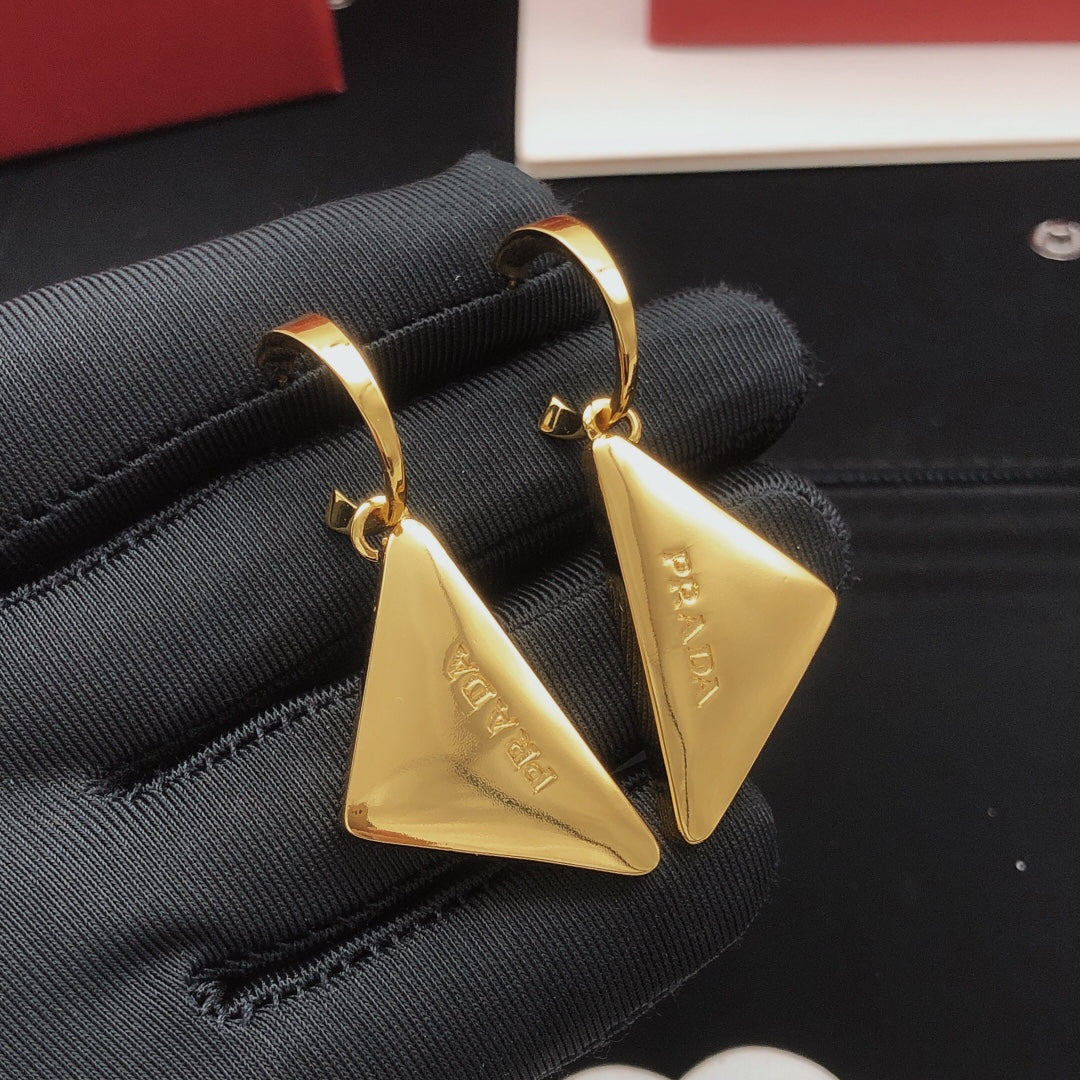 Prada Gold-Tone Folded Triangle Hook Earrings - album image 6