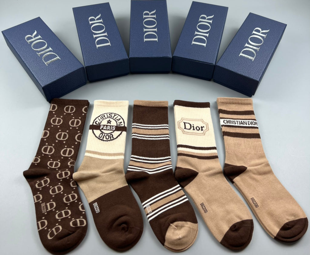 Dior neutral stripe monograms crew socks - view 3