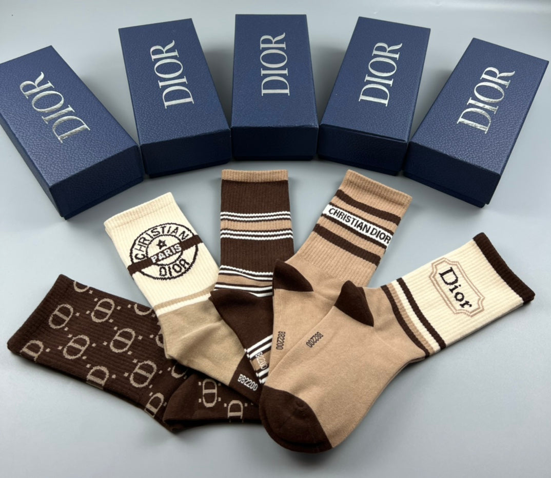 Dior neutral stripe monograms crew socks - view 8