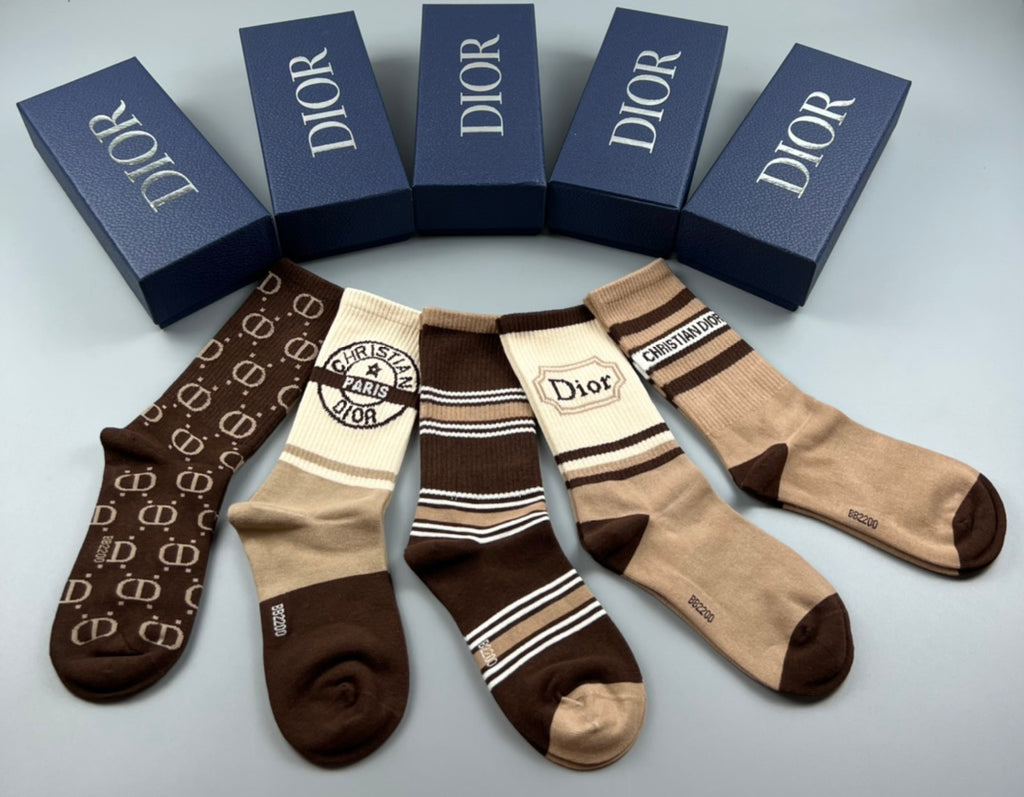 Dior neutral stripe monograms crew socks - view 4