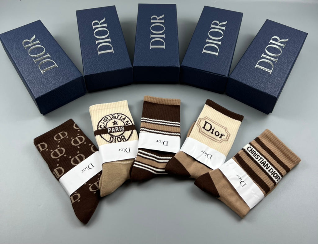 Dior neutral stripe monograms crew socks - view 2