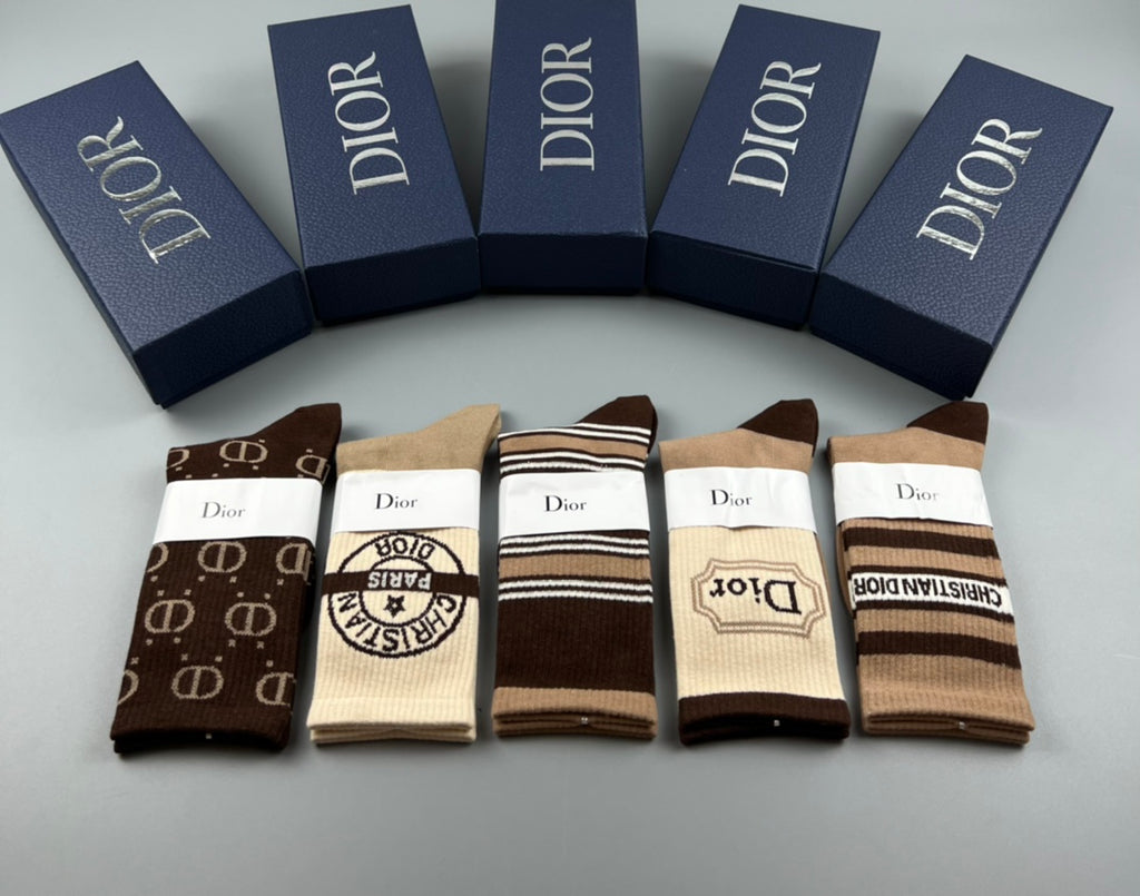 Dior neutral stripe monograms crew socks - view 1