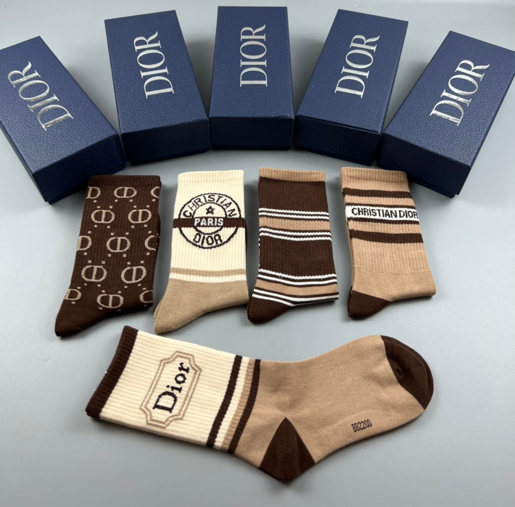 Dior neutral stripe monograms crew socks - view 7