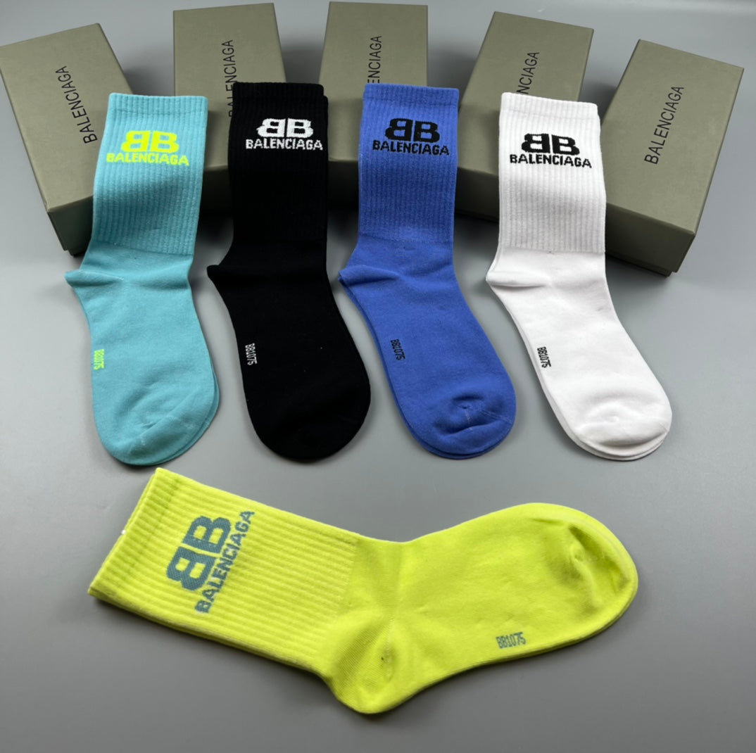 Balenciaga color block bb crew socks - view 6