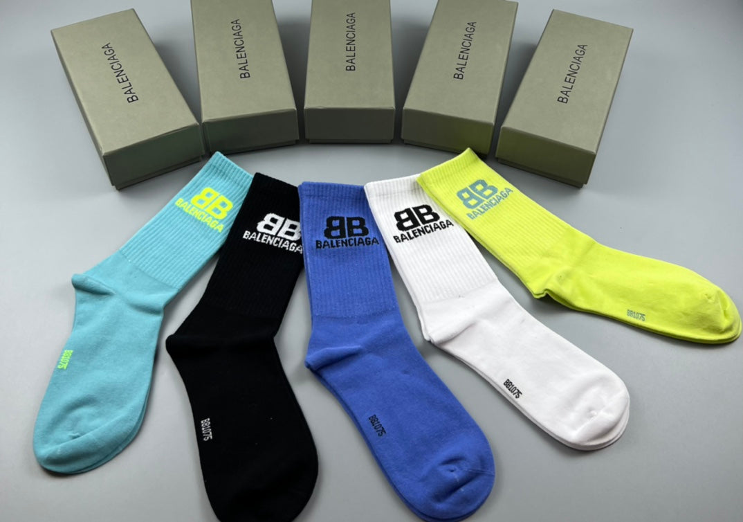 Balenciaga color block bb crew socks - view 4