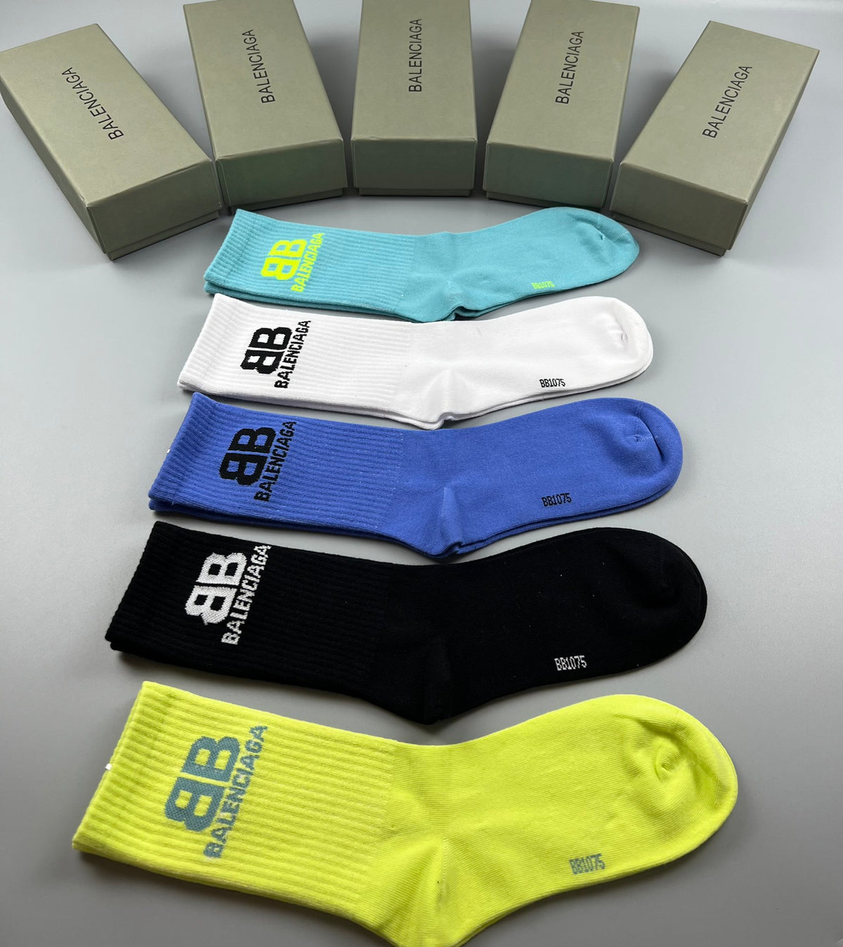 Balenciaga color block bb crew socks - view 9