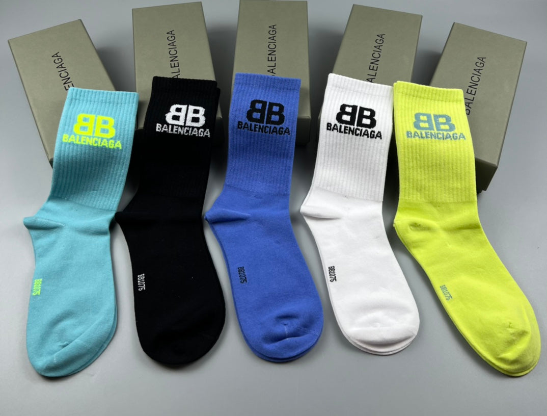 Balenciaga color block bb crew socks - view 5