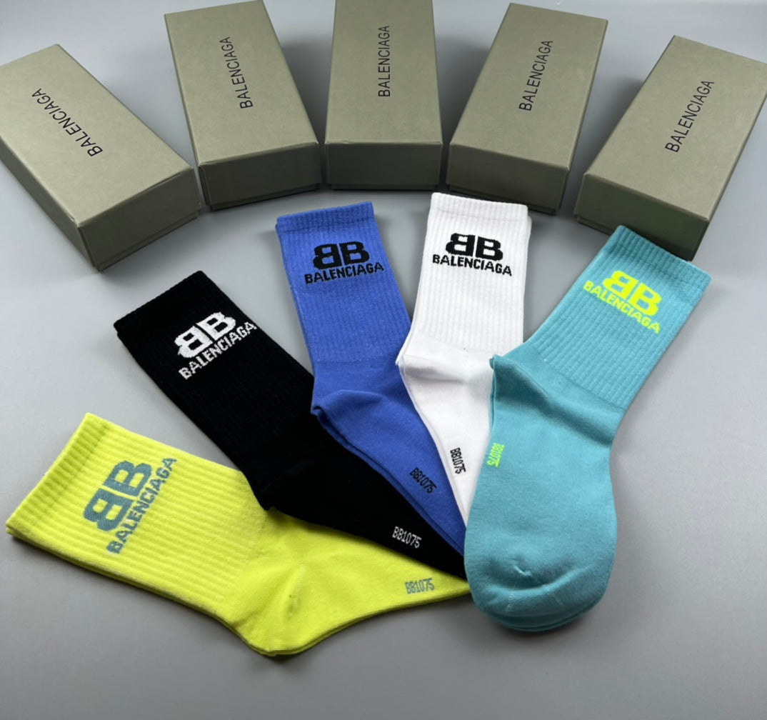 Balenciaga color block bb crew socks - view 8