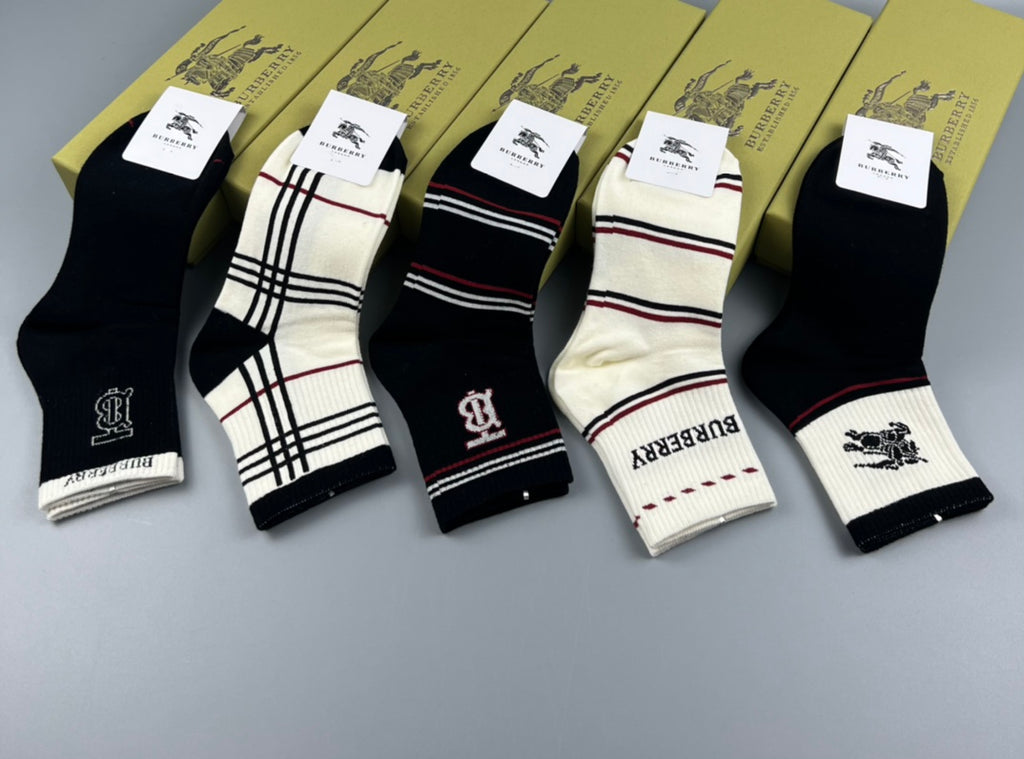 Burberry monochrome check stripe crew socks - view 4