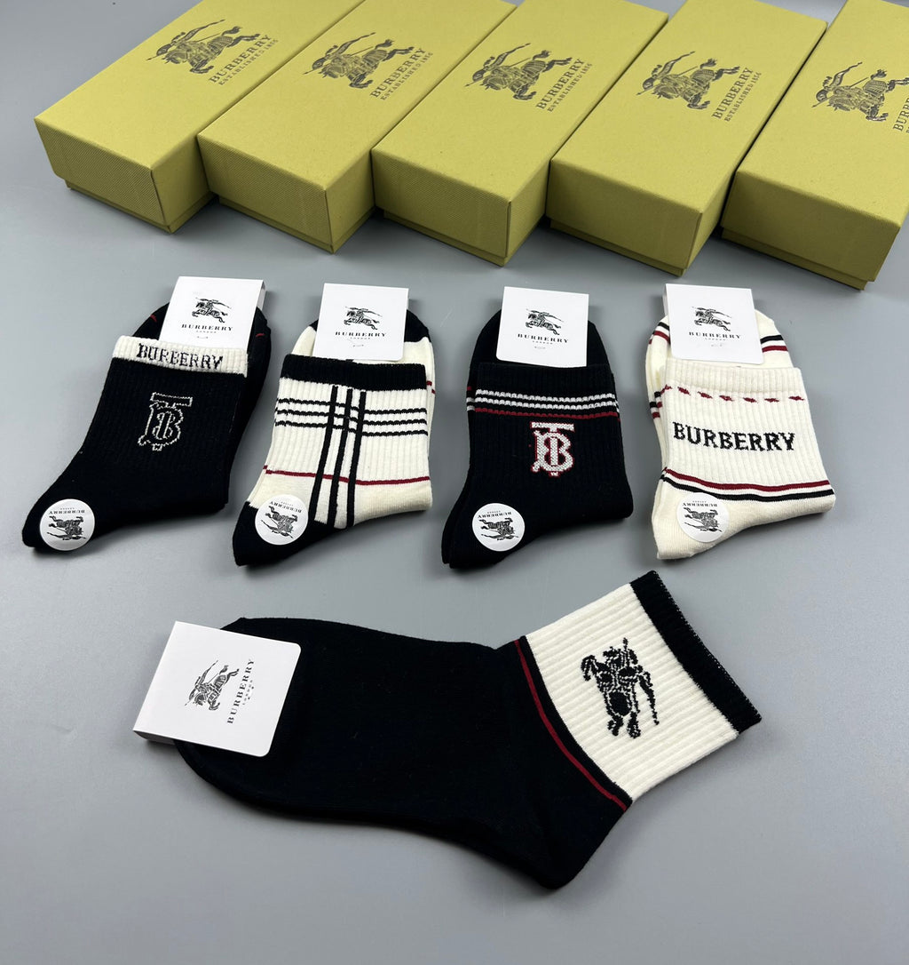 Burberry monochrome check stripe crew socks - view 6