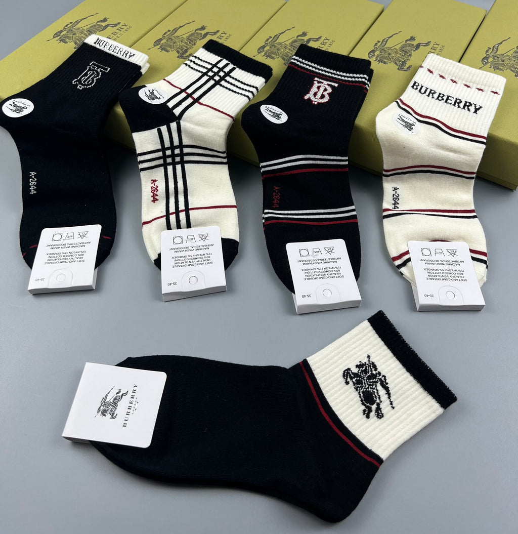 Burberry monochrome check stripe crew socks - view 7