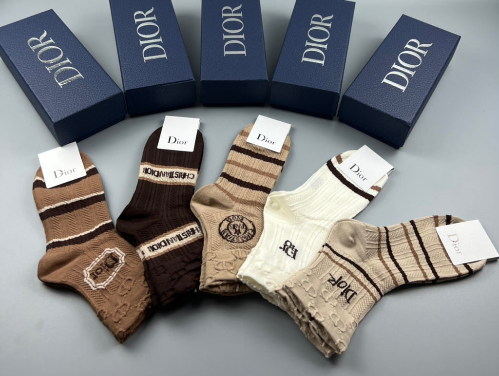 Dior earth tone cuff patterns crew socks - view 5