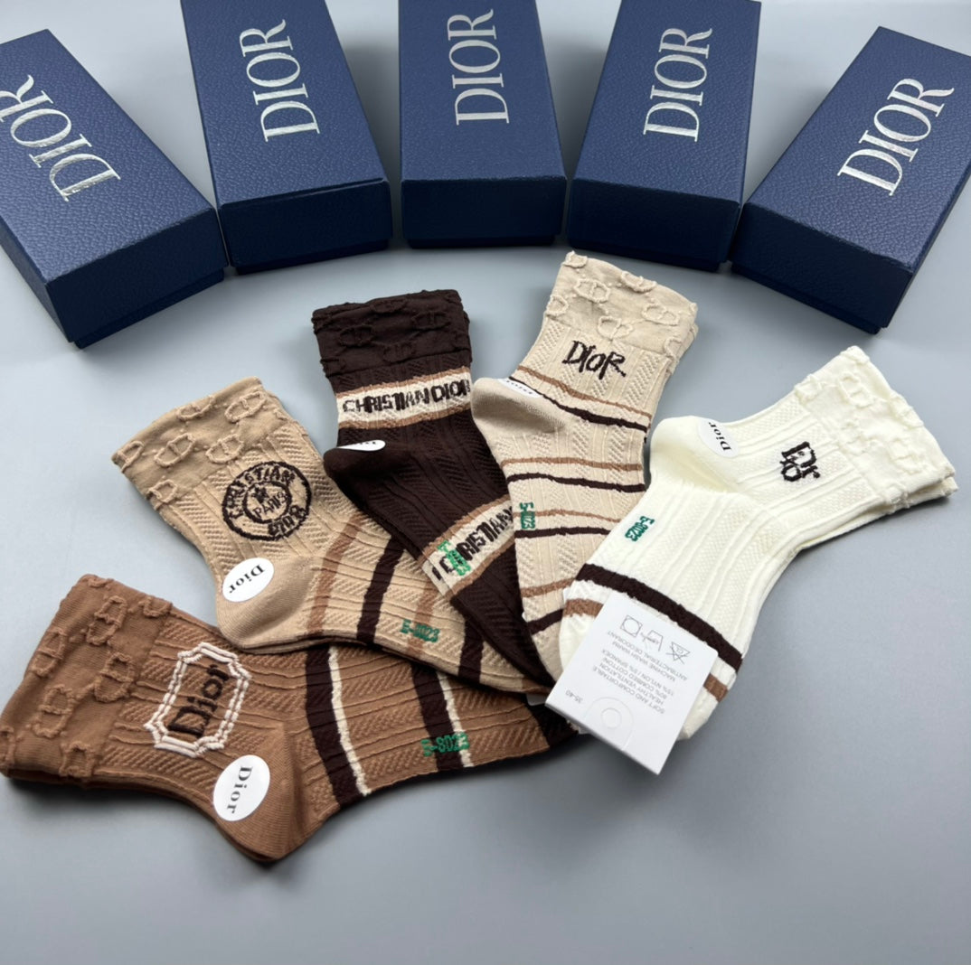 Dior earth tone cuff patterns crew socks - view 8