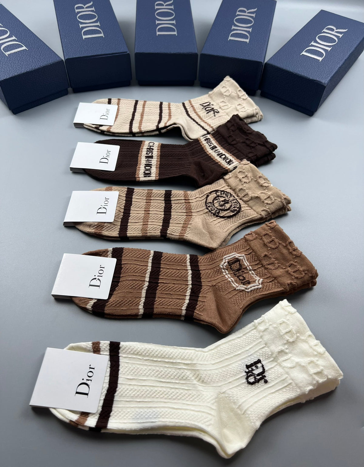 Dior earth tone cuff patterns crew socks - view 9