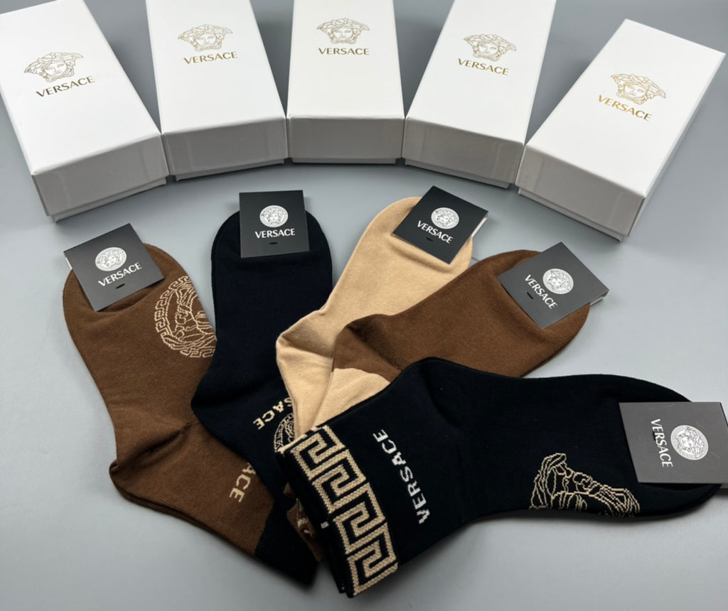 Versace earth tone medusa crew socks - view 5