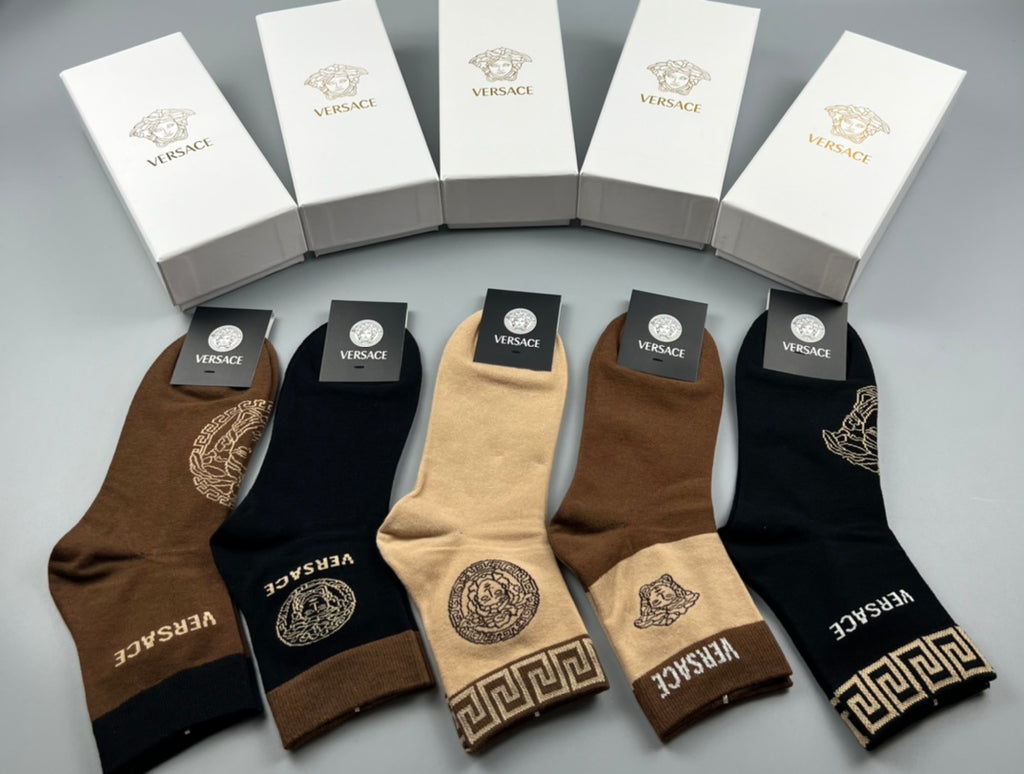 Versace earth tone medusa crew socks - view 1