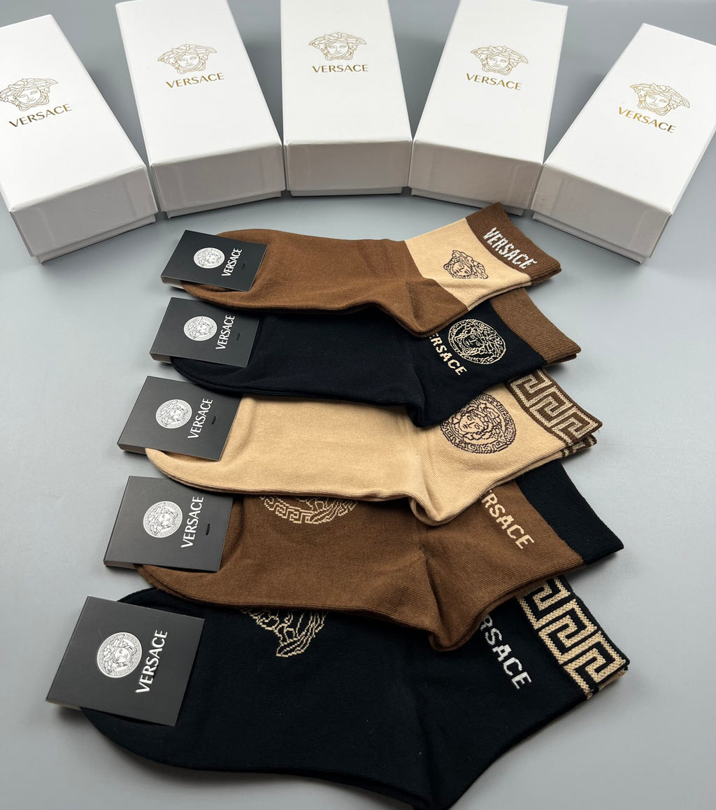 Versace earth tone medusa crew socks - view 8