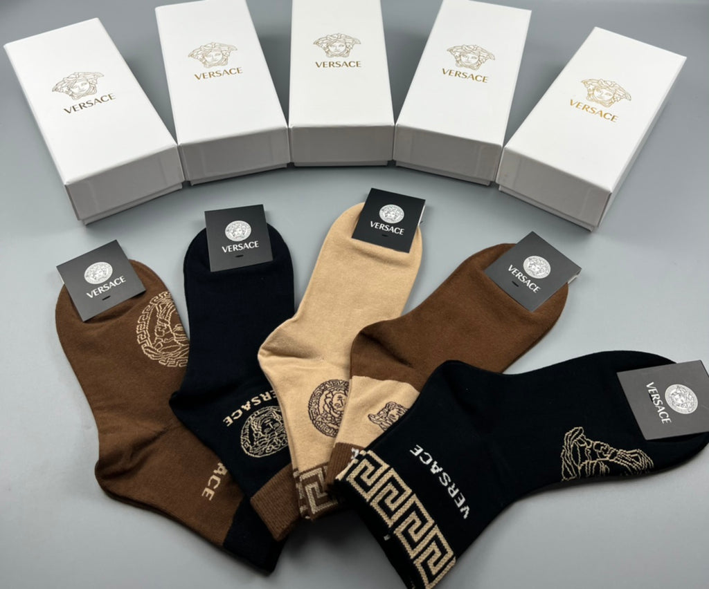 Versace earth tone medusa crew socks - view 2